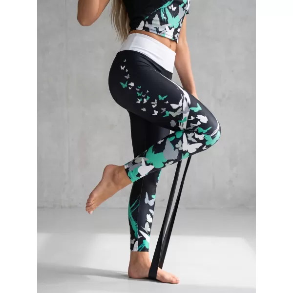  Lange Premium-Leggings für Damen ALTISPORT VOJ/ALW022LEG01 SCHWARZ/TÜRKIS 