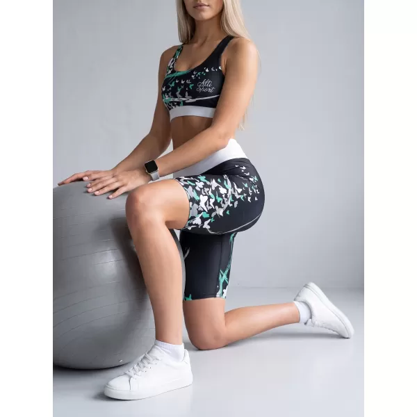  Dámské legíny nad kolena premium ALTISPORT VOJ/ALW022LEG02 ČERNÁ/TYRKYSOVÁ 