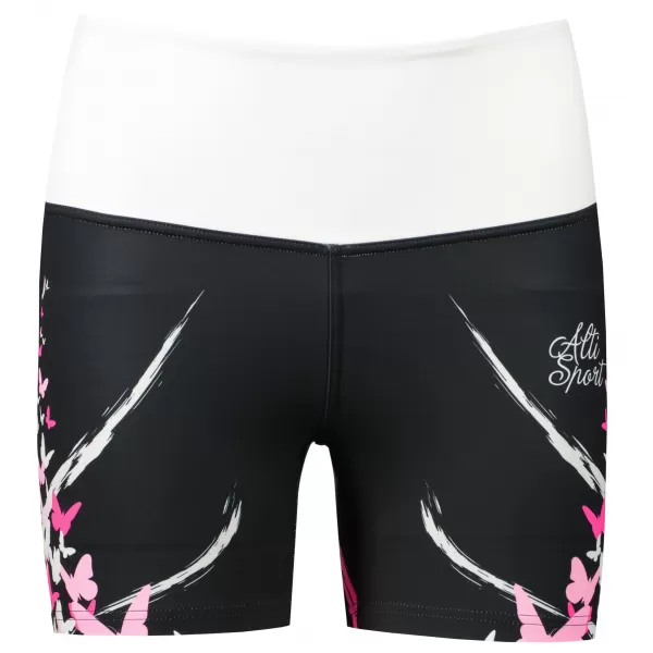  Kurze Premium-Leggings für Damen ALTISPORT VOJ/ALW022LEG03 SCHWARZ ROSA 