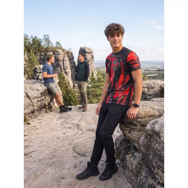  Hochwertiges Funktions-T-Shirt für Herren ALTISPORT VOJ/ALM010TR01 SCHWARZ UND ROT 