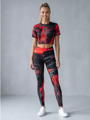Lange Premium-Leggings für Damen ALTISPORT VOJ/ALW010LEG01 SCHWARZ UND ROT