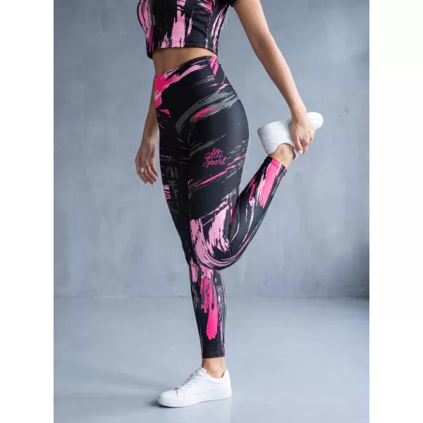  Lange Premium-Leggings für Damen ALTISPORT VOJ/ALW010LEG01 SCHWARZ/HELLROSA 