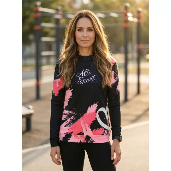  Hochwertiges Funktions-Sweatshirt für Damen ALTISPORT VOJ/ALW027MI01 SCHWARZ/LACHS 