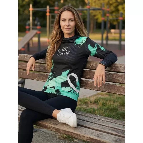  Hochwertiges Funktions-Sweatshirt für Damen ALTISPORT VOJ/ALW027MI01 SCHWARZ/TÜRKIS 