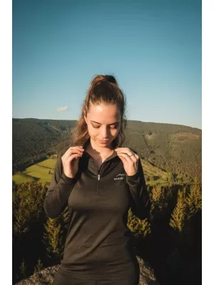 Thermo-T-Shirt für Damen HUSKY TROMI ZIP L SCHWARZ