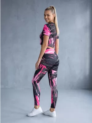 Lange Premium-Leggings für Damen ALTISPORT VOJ/ALW010LEG01 SCHWARZ/HELLROSA