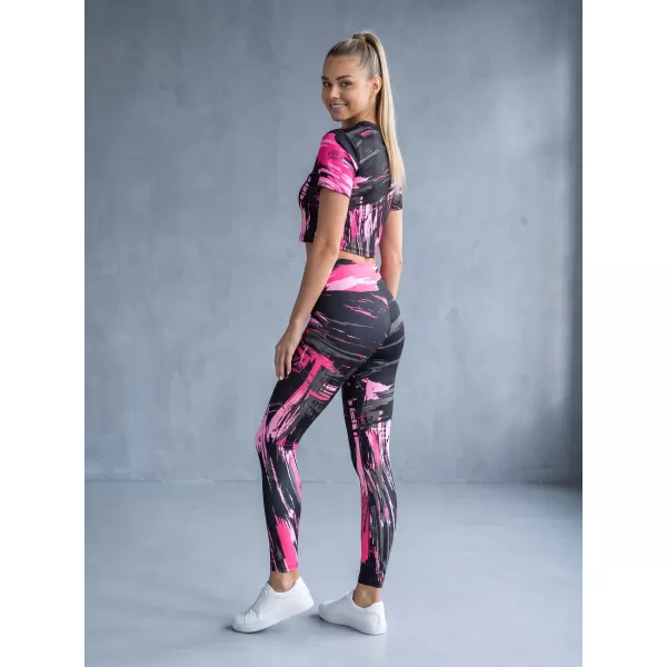  Lange Premium-Leggings für Damen ALTISPORT VOJ/ALW010LEG01 SCHWARZ/HELLROSA 