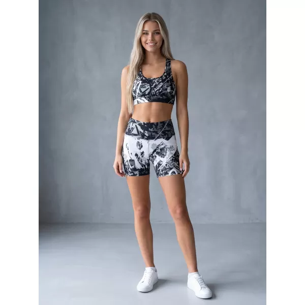  Kurze Premium-Leggings für Damen ALTISPORT VOJ/ALW018LEG03 SCHWARZ UND WEIß 