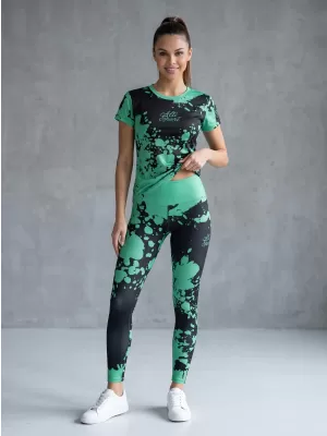 Lange Premium-Leggings für Damen ALTISPORT VOJ/ALW012LEG01 SCHWARZ/TÜRKIS