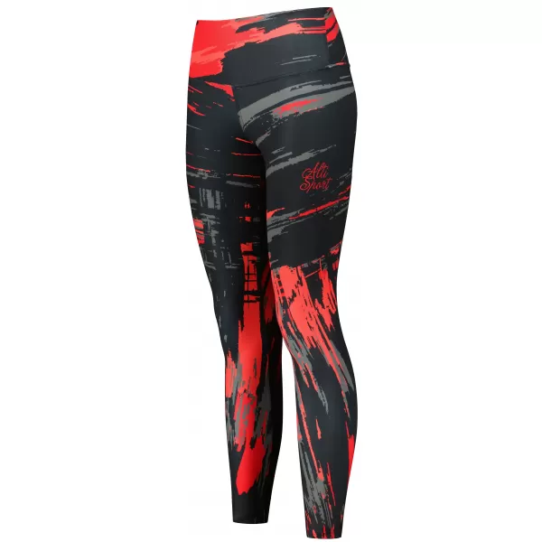  Lange Premium-Leggings für Damen ALTISPORT VOJ/ALW010LEG01 SCHWARZ UND ROT 