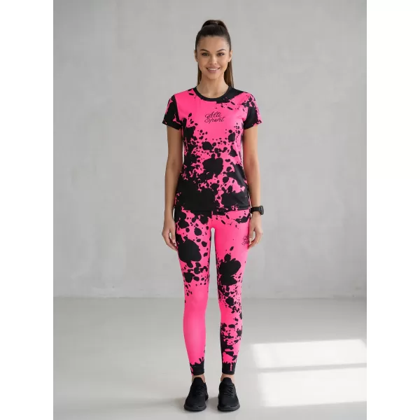  Lange Premium-Leggings für Damen ALTISPORT VOJ/ALW012LEG01 SCHWARZ/FLUOROSA 
