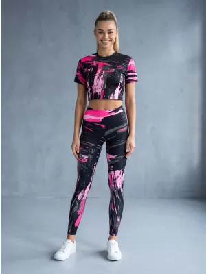 Lange Premium-Leggings für Damen ALTISPORT VOJ/ALW010LEG01 SCHWARZ/HELLROSA