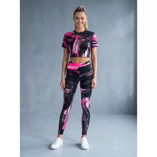  Lange Premium-Leggings für Damen ALTISPORT VOJ/ALW010LEG01 SCHWARZ/HELLROSA 