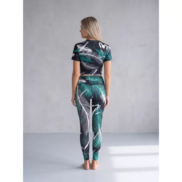  Lange Premium-Leggings für Damen ALTISPORT VOJ/ALW001LEG01 SCHWARZ/TÜRKIS 