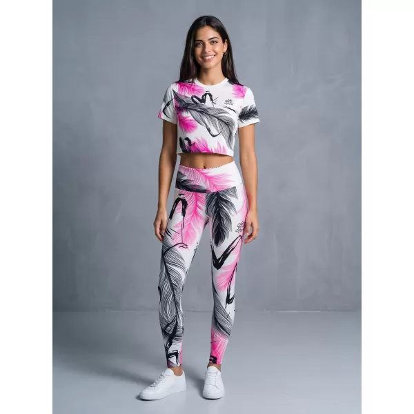  Lange Premium-Leggings für Damen ALTISPORT VOJ/ALW001LEG01 WEIß ROSA 