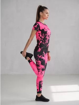 Lange Premium-Leggings für Damen ALTISPORT VOJ/ALW012LEG01 SCHWARZ/FLUOROSA