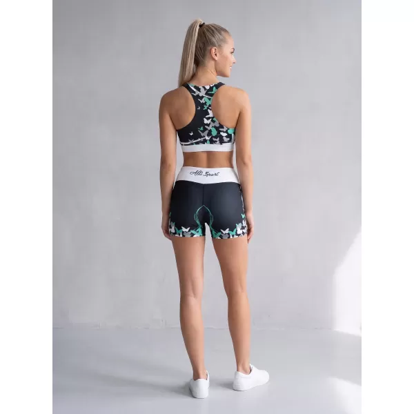  Kurze Premium-Leggings für Damen ALTISPORT VOJ/ALW022LEG03 SCHWARZ/TÜRKIS 