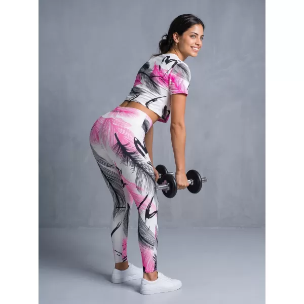  Lange Premium-Leggings für Damen ALTISPORT VOJ/ALW001LEG01 WEIß ROSA 