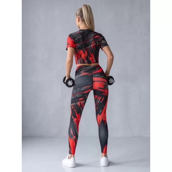  Lange Premium-Leggings für Damen ALTISPORT VOJ/ALW010LEG01 SCHWARZ UND ROT 