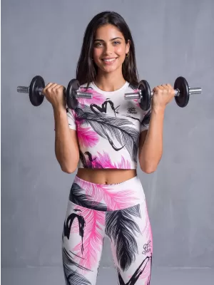 Lange Premium-Leggings für Damen ALTISPORT VOJ/ALW001LEG01 WEIß ROSA