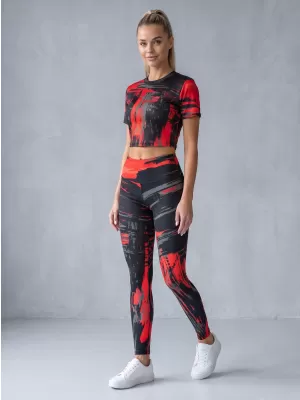 Lange Premium-Leggings für Damen ALTISPORT VOJ/ALW010LEG01 SCHWARZ UND ROT