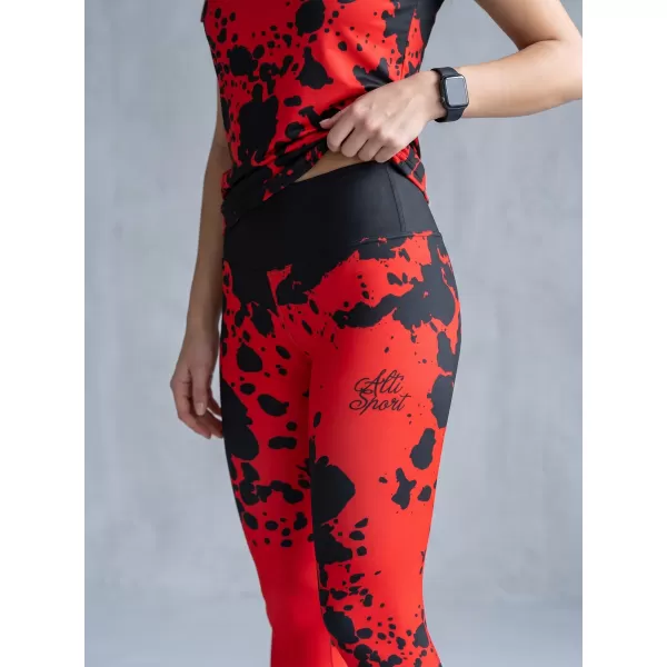  Lange Premium-Leggings für Damen ALTISPORT VOJ/ALW012LEG01 SCHWARZ ROT 