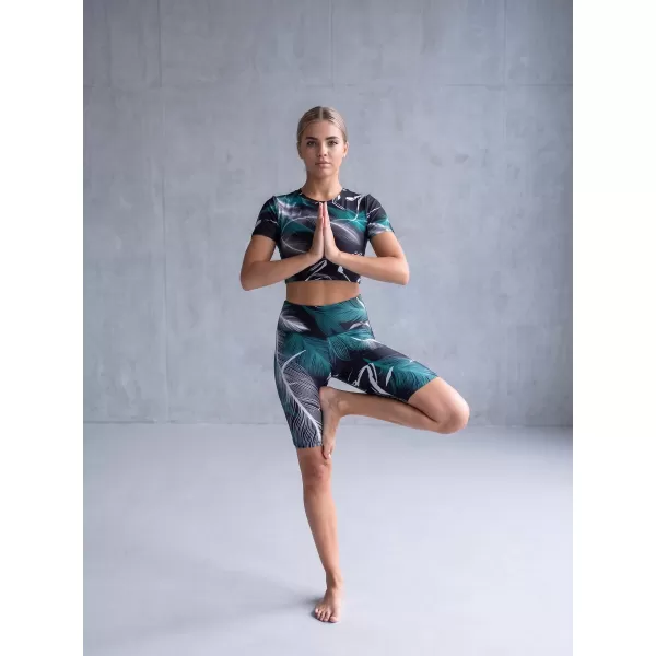  Damen-Leggings oberhalb des Knies Premium ALTISPORT VOJ/ALW001LEG02 SCHWARZ/TÜRKIS 