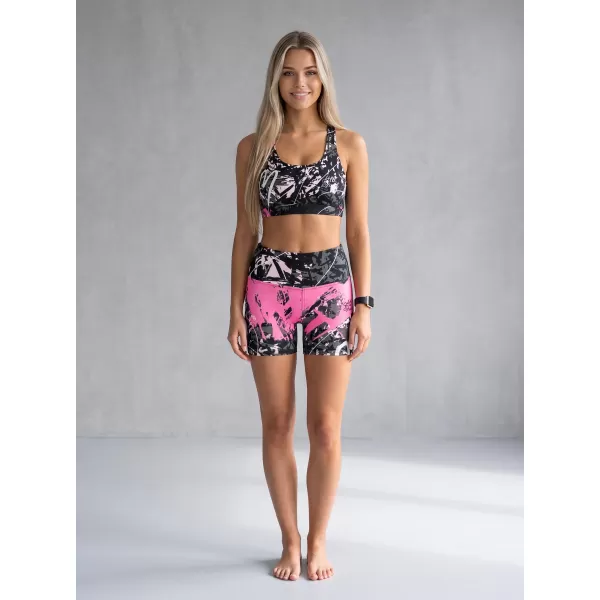  Kurze Premium-Leggings für Damen ALTISPORT VOJ/ALW018LEG03 SCHWARZ ROSA 