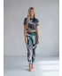 Lange Premium-Leggings für Damen ALTISPORT VOJ/ALW001LEG01 SCHWARZ/TÜRKIS
