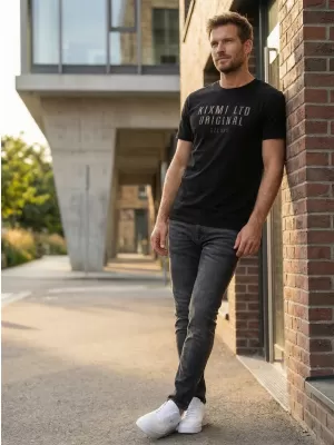 Herren-T-Shirt KIXMI SALEM SCHWARZ