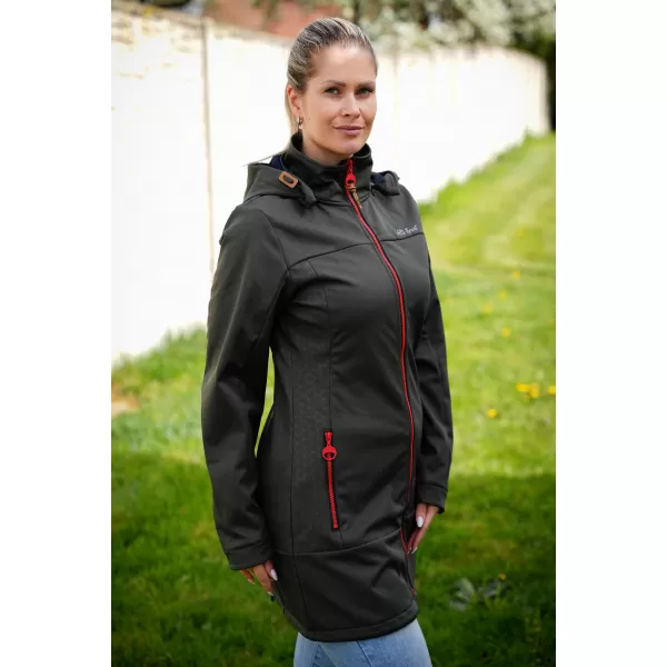  Softshell-Mantel für Damen ALTISPORT CIARA KHAKI/ROT 