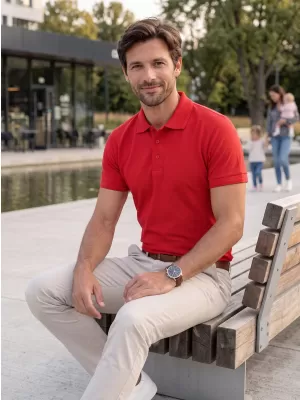 Herren-T-Shirt mit Kragen ALTISPORT NoPrint NP/ALM302 ROT