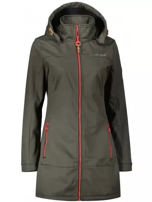 Softshell-Mantel für Damen ALTISPORT CIARA KHAKI/ROT