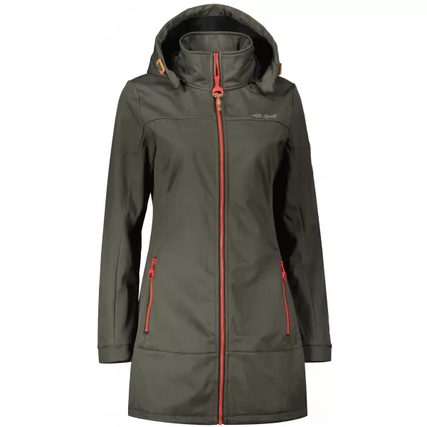  Softshell-Mantel für Damen ALTISPORT CIARA KHAKI/ROT 