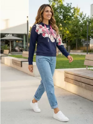 Damen-Sweatshirt KIXMI SABRINA DUNKELBLAU