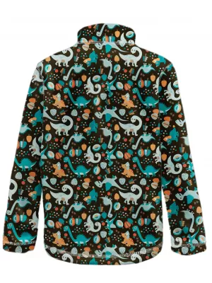 Fleece-Sweatshirt für Kinder WAMU DINOSAUŘI BRAUN-SCHWARZ
