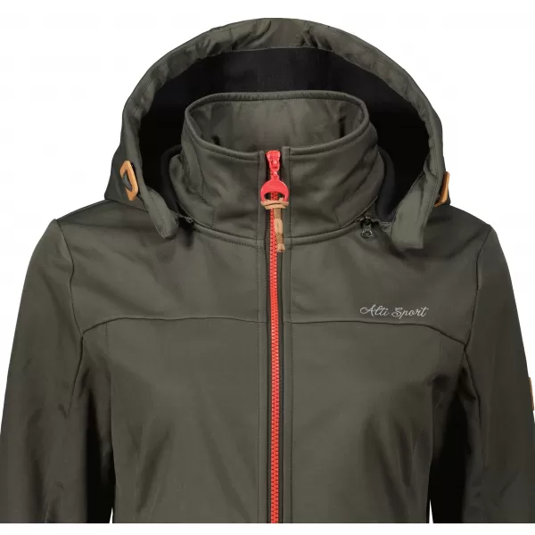  Softshell-Mantel für Damen ALTISPORT CIARA KHAKI/ROT 