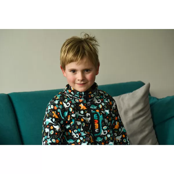  Fleece-Sweatshirt für Kinder WAMU DINOSAUŘI BRAUN-SCHWARZ 