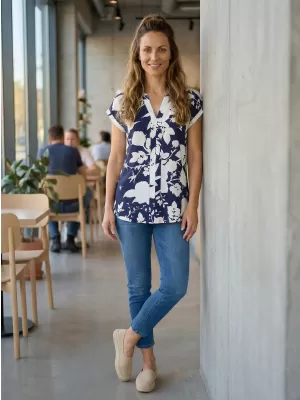 Damenbluse KIXMI SABINE DUNKELBLAU