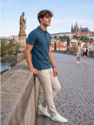 Herren-T-Shirt mit Kragen ALTISPORT NoPrint NP/ALM302 NAVY BLAU