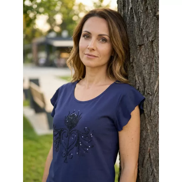  Damen-T-Shirt KIXMI SAMMI DUNKELBLAU 