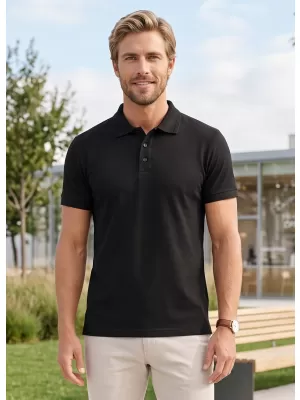 Herren-T-Shirt mit Kragen ALTISPORT NoPrint NP/ALM302 SCHWARZ