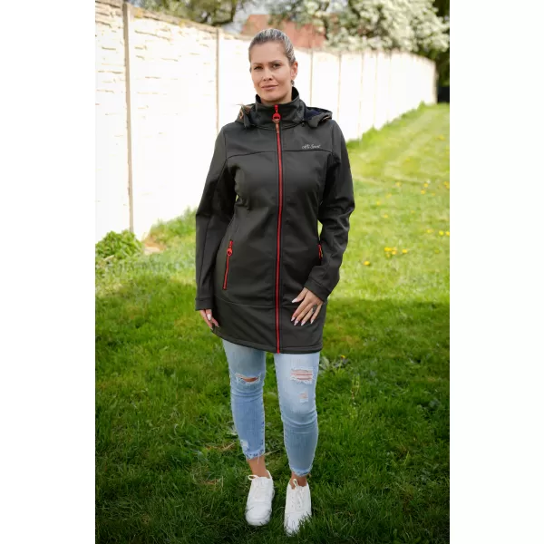  Softshell-Mantel für Damen ALTISPORT CIARA KHAKI/ROT 
