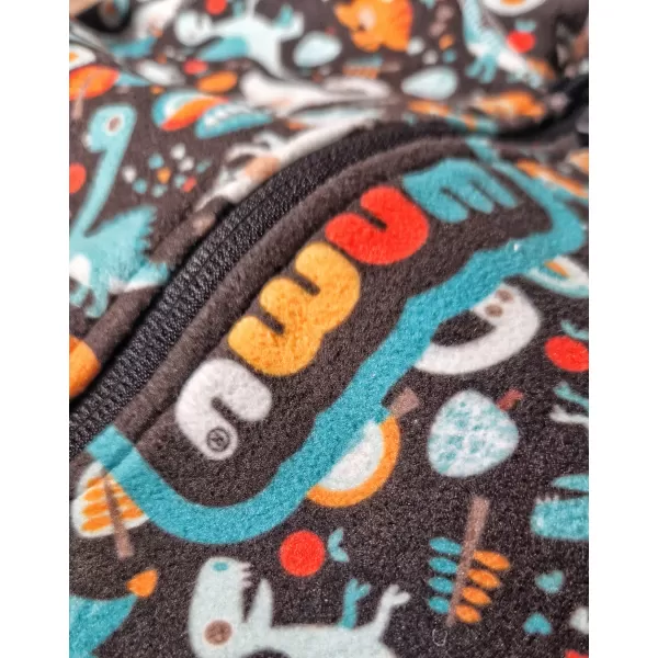  Fleece-Sweatshirt für Kinder WAMU DINOSAUŘI BRAUN-SCHWARZ 