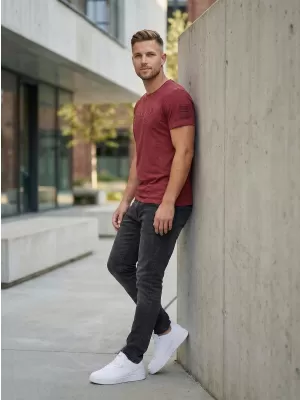 Herren-T-Shirt KIXMI SALEM BURGUND