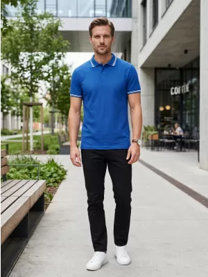 Herren-T-Shirt mit Kragen ALTISPORT NoPrint NP/ALM912 KÖNIGSBLAU