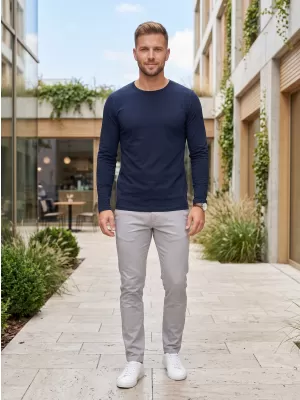 Herren-T-Shirt mit langen Ärmeln ALTISPORT NoPrint NP/ALM911 NAVY BLAU