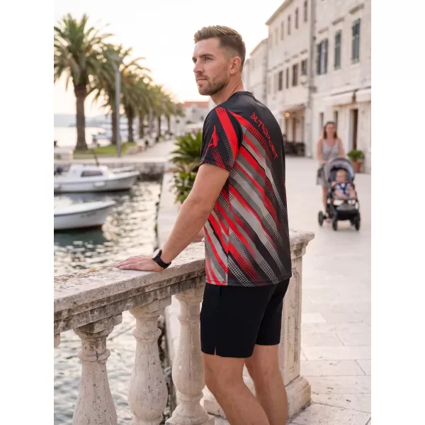 Funktionelles Premium-T-Shirt für Herren ALTISPORT VOJ/ALM028TR01 SCHWARZ UND ROT 