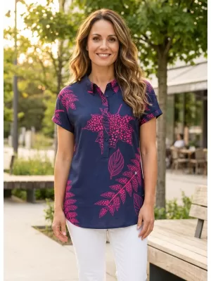 Damenbluse KIXMI SARAH DUNKELBLAU