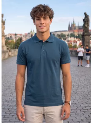 Herren-T-Shirt mit Kragen ALTISPORT NoPrint NP/ALM302 NAVY BLAU